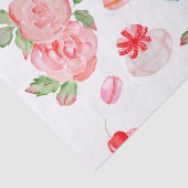 Papier Mousseline Gâteaux sucrés et roses en aquarelle (Détail)