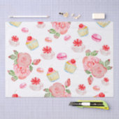 Papier Mousseline Gâteaux sucrés et roses en aquarelle (Artisanat)