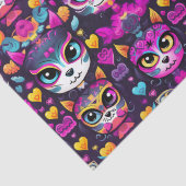 Papier Mousseline 😻 Gatos de Muertos Fiesta (Détail)