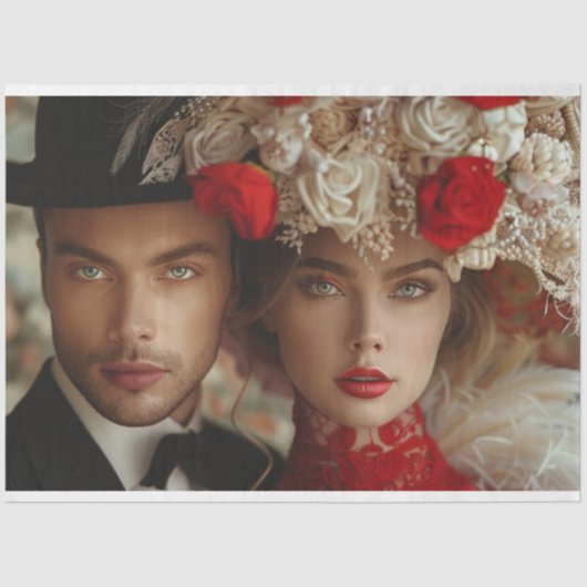 Papier Mousseline Gatsby Soiree Couple Découpage (Recto)