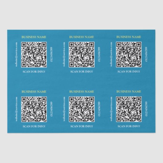 Papier Mousseline Générer QR Code Nom commercial Site Web, Bleu (Recto)