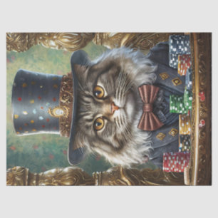 Papier Mousseline Gentleman Kitty, Chat élégant jouant au Poker