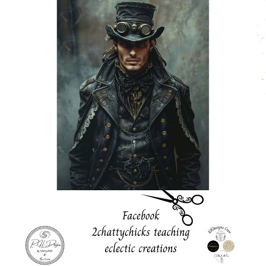 Papier Mousseline Gentleman Steampunk en Decoupage noir