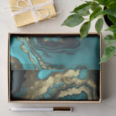 Papier Mousseline Géode d'agate bleu sarcelle luxueuse marbre doré (Cadeau)