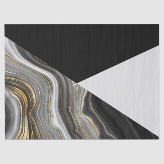 Papier Mousseline Géode moderne Gold & Grey Agate (Recto)