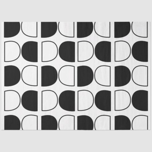 Papier Mousseline Geometric Black and White Half Circle (Recto)