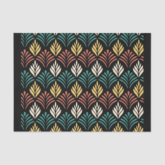 Papier Mousseline Geometric Leaf Pattern, Geometric Leaves Pattern,  (Recto)