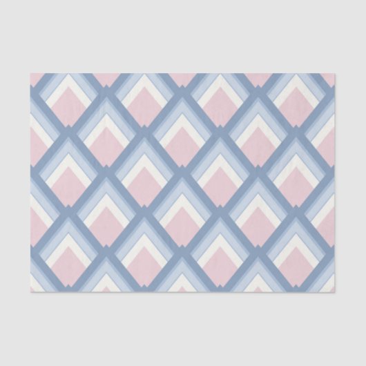 Papier Mousseline géométrique Abstraite, bleue, rose et blanc cassé (Recto)