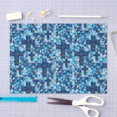 Papier Mousseline Géométrique bleu moderne de croix chrétiennes (Artisanat)
