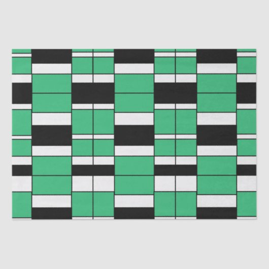 Papier Mousseline Géométrique du milieu du siècle vert noir (Recto)