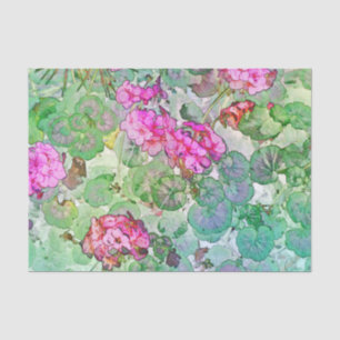 Papier Mousseline Géraniums aquarelles