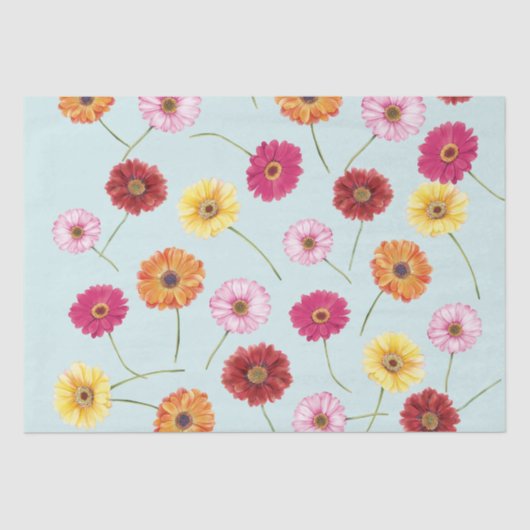Papier Mousseline Gerbera,pink,red,orange,yellow wrapping (Recto)