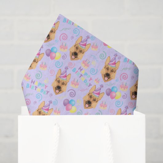 Papier Mousseline German Shepherd Tissue Paper in Purple (Sac cadeau)
