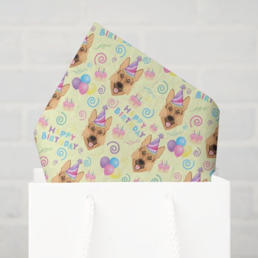 Papier Mousseline German Shepherd Tissue Paper in Yellow (Sac cadeau)