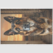 Papier Mousseline German Sheppard on a porch - Decoupage Paper (Recto)