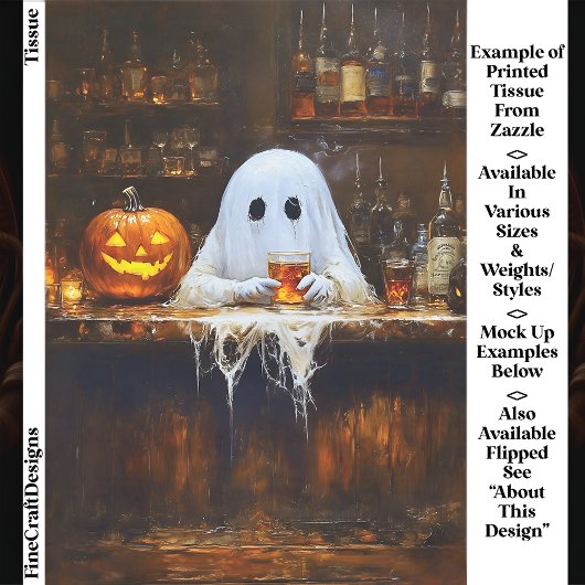 Papier Mousseline Ghost at Haunted Halloween Bar EA2L Decoupage