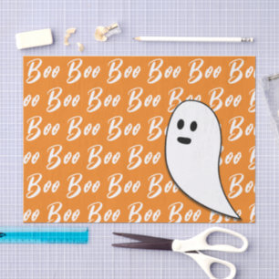 Papier Mousseline Ghost Halloween noir blanc orange boite