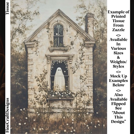 Papier Mousseline Ghost in the Window, Haunted House DZ7R Decoupage 