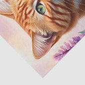 Papier Mousseline Ginger Cat Multicolor Floral Art (Détail)