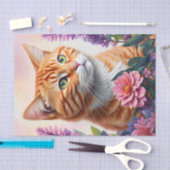 Papier Mousseline Ginger Cat Multicolor Floral Art (Artisanat)