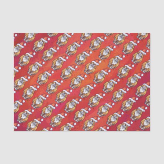 Papier Mousseline Ginger Chat Noël Sur Rouge (Recto)