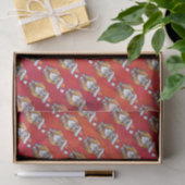Papier Mousseline Ginger Chat Noël Sur Rouge (Cadeau)