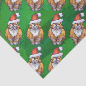 Papier Mousseline Ginger Chat Noël Sur Vert (Détail)