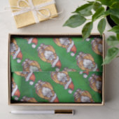 Papier Mousseline Ginger Chat Noël Sur Vert (Cadeau)