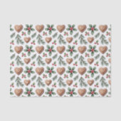 Papier Mousseline Gingerbread Hearts & Holly Christmas Holiday (Recto)