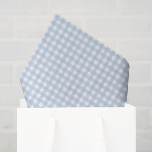 Papier Mousseline Gingham Bleu et Blanc (Sac cadeau)