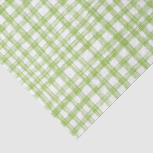 Papier Mousseline Gingham Hand-Drawn Modern Cute Green White Preppy (Détail)