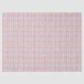 Papier Mousseline Gingham Pattern in Pink, Red, Green and Turquoise (Recto)