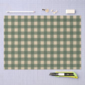 Papier Mousseline Gingham Vert Rustique Campagne (Artisanat)