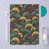 Papier Mousseline Ginkgo Leaf Pattern Teal Burgundy  (Artisanat)