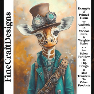 Papier Mousseline Giraffe de charme colorée, Top Hat AE5P Découpage