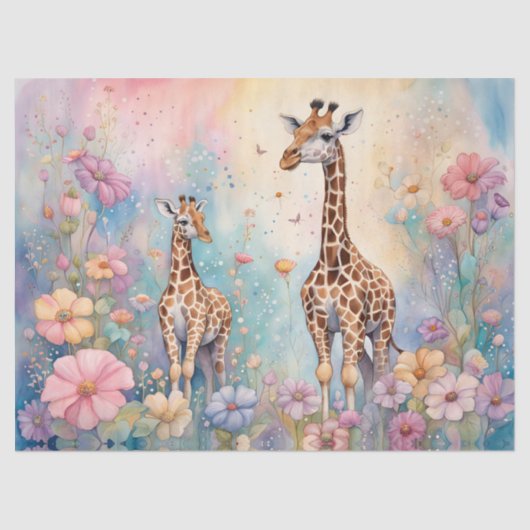Papier Mousseline Giraffe Garden Pastel (Recto)