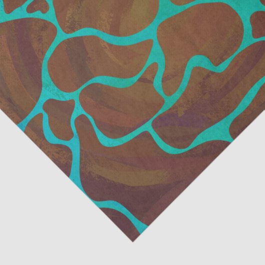 Papier Mousseline Giraffe Impression Brown et Turquoise (Détail)