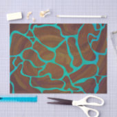 Papier Mousseline Giraffe Impression Brown et Turquoise (Artisanat)
