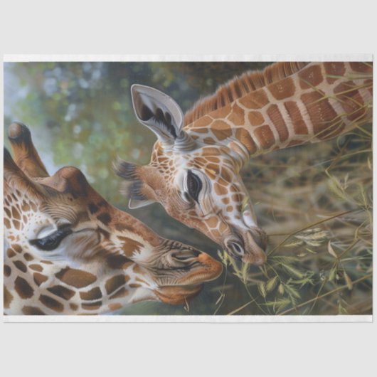 Papier Mousseline Giraffe Mère Bébé Gros plan Découpage (Recto)