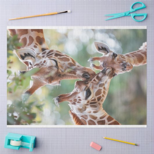 Papier Mousseline Giraffe papa maman Baby Decoupage (Artisanat)