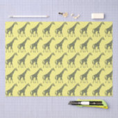 Papier Mousseline Giraffes sur Jaune (Artisanat)