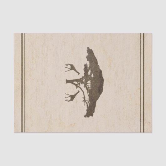 Papier Mousseline Giraffes Vintage Vieux Monde Safari personnalisés  (Recto)