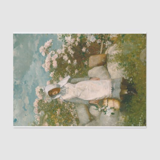 Papier Mousseline Girl and Laurel par Winslow Homer (Recto)