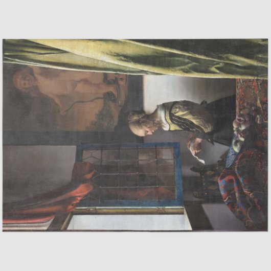 Papier Mousseline Girl Reading a Letter à Open Window, Vermeer (Recto)