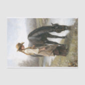 Papier Mousseline Girl With Black Horse By Stream Decoupage (Recto)