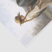 Papier Mousseline Girl With Black Horse By Stream Decoupage (Détail)