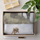 Papier Mousseline Girl With Black Horse By Stream Decoupage (Cadeau)