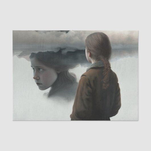 Papier Mousseline Girl with clouds (Recto)