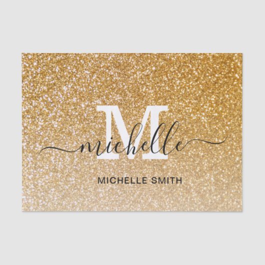 Papier Mousseline Girly Chic Féminin Monogramme Écriture (Recto)