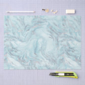 Papier Mousseline Glace Bleu Marbre Argent Glitz (Artisanat)